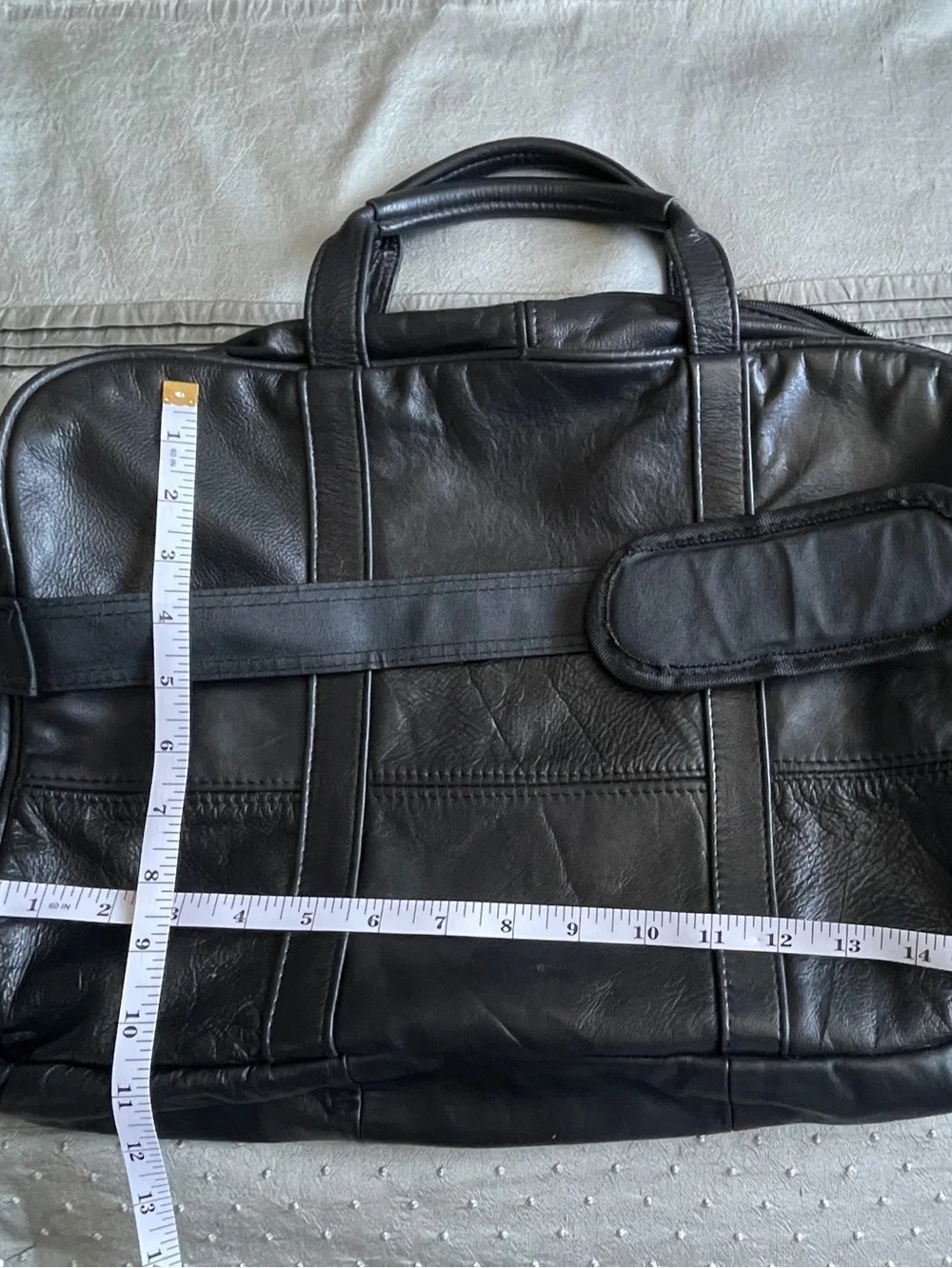 Black Leather Briefcase/Messenger Bag 12